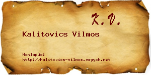 Kalitovics Vilmos névjegykártya